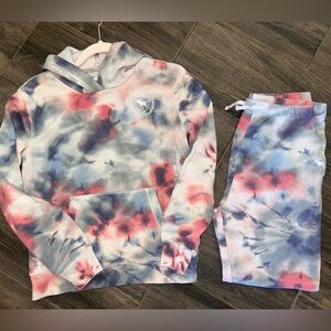Abercrombie Kids Tie-Dye Hoodie and Joggers Set, Pink, Blue, Gray, Purple, 12/13